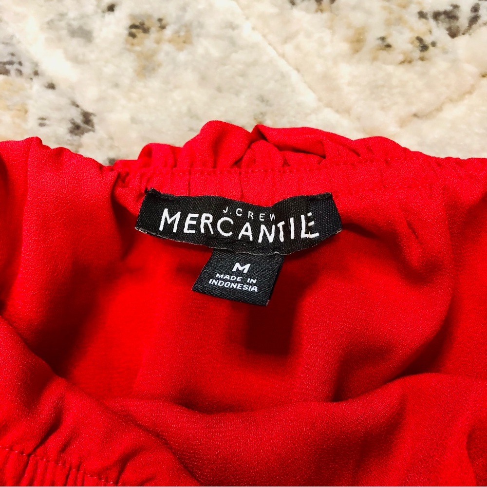 *SOLD* J. Crew Off the Shoulder Ruffle Red Blouse - Picture 7 of 8